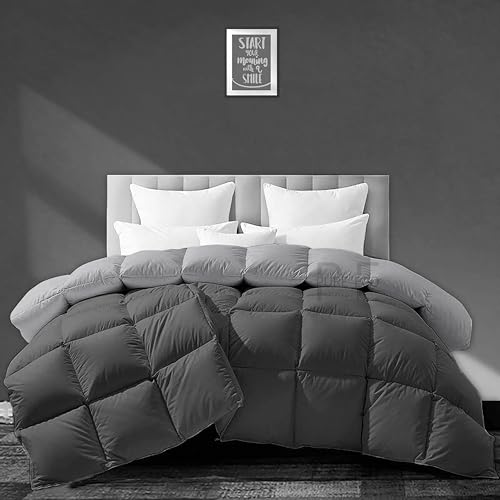 Image of PURE ECO Heavy Winter 400 GSM Comforter for King Size (92 inchX106 inch) - Soft Quality Winter Blanket Soft Microfiber Fill - Duvet /Blanket King Size - Dark Grey /Silver Grey Color