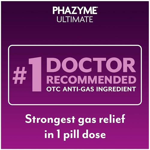 Image of Phazyme Ultimate Strength Anti-Gas 500 mg Simethicone Gas Relief for Adults, Fast Gels Quickly Ease Bloating, Pressure and Discomfort, 20 Count