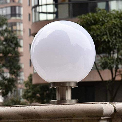 Reisx Argent en acier inoxydable colonne lampe Chemin d'extérieur IP44 Socle rond blanc Lumières Boule Piédestal Terrasse Paysage Cour Jardin E27 Pelouse...
