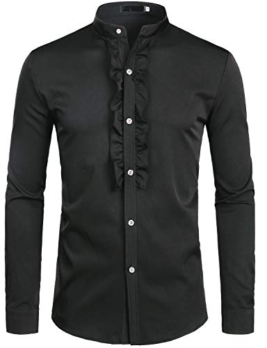 green emerald velvet dress Amazon.com: ZEROYAA Mens Hipster Ruffle Mandarin Collar Slim Fit Long  Sleeve Casual Button Down Dress Shirts Tops Z69 Black Small : Clothing,  Shoes & Jewelry