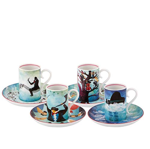 Vista Alegre Beethoven Set 4 Coffee Cups and 4 Saucers