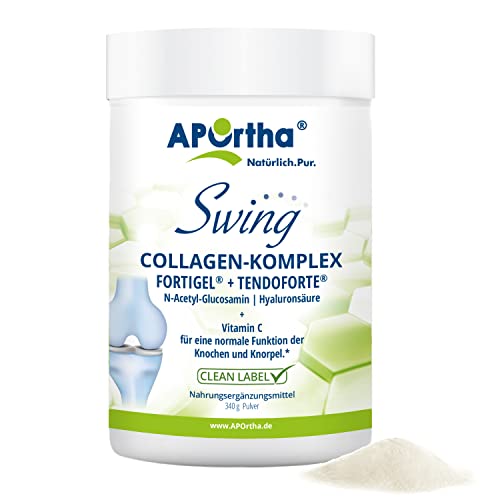 APOrtha® Swing Collagen-Komplex mit FORTIGEL® + TENDOFORTE - 340 g Pulver, innovative, bioaktive Collagen-Peptide mit Glucosamin und Hyaluronsäure, glutenfrei, allergenfrei, laktosefrei, zuckerfrei