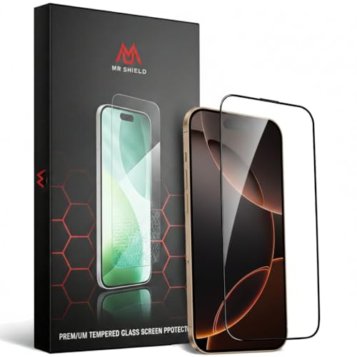 Image of Mr.Shield HD+ Screen Protector for iPhone 16 Pro Max, 9H Hardness Tempered Glass Screen Guard, Military Grade Protection, Easy Install, Case Friendly