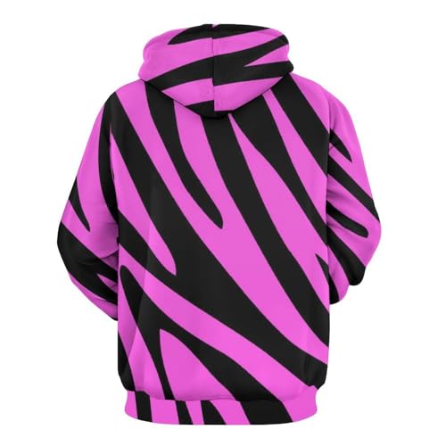 Sweat À Capuche UMENG Rayures Roses Graphiques Pull Manche Longue Mixte