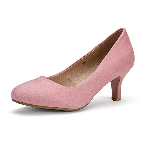 IDIFU Women's Classic Low Heels Dress Pumps 2 Inch Kitten Heel Round Toe