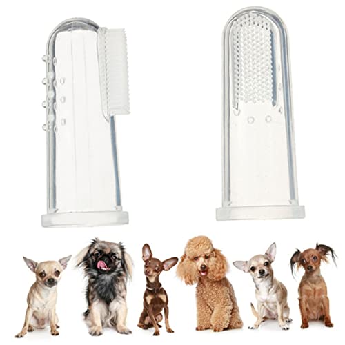 CIYODO 4 Pack Dog Cat Finger Brush Cleaning Tool Soft Non-Slip Design for Comfort