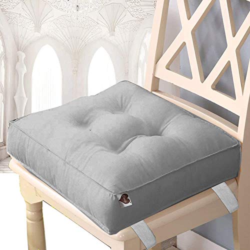 Image of COOZLY 16 Inches X 16 Inches Chairpad /Seat Cushion with Elastic Straps - Cotton Printed Design Tuf Fibre Filling | Seat Cushion (Melange)