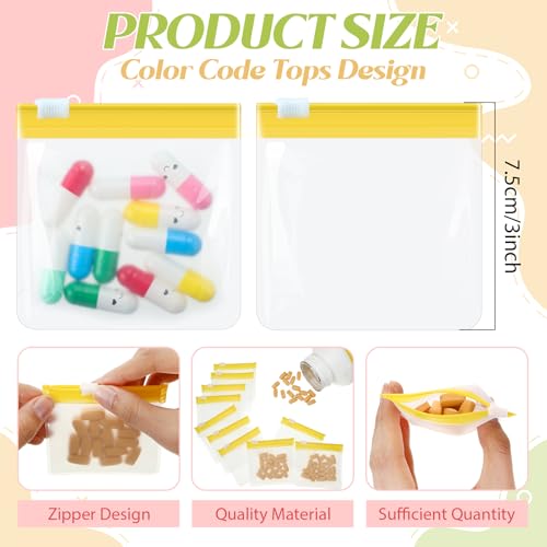 Image of Sherr 35 Pcs Pill Pouch Bags with Zipper Pill Pouch Set Travel Reusable Translucent Medicine Organizer Self Sealing Plastic Bag with Slide Lock for Storage(Sweet Macarons,3 x 3 Inch,Blank Style)