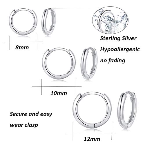 Orecchini a cerchio in argento, 3 paia di piccoli