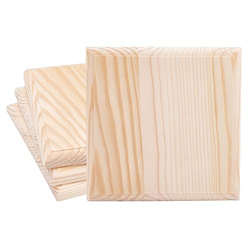 OLYCRAFT 4 placas de madera naturales cuadradas de 120 x 120 mm sin tratar, base de madera de pino, cuadrados de madera para manualidades, grabado, tallado, decoración del hogar