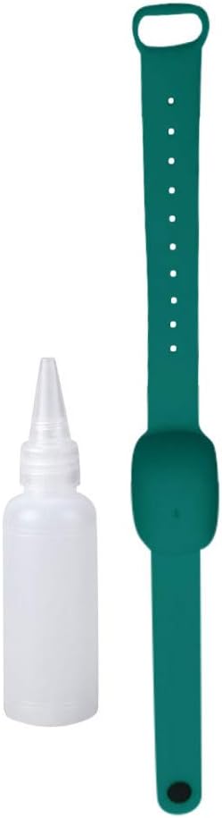 POQOQ Hand Sanitizer Dispensing Portable Bracelet Wristband Hand Dispenser (1 x Wristband Hand Dispenser + 1 x Beak Bottle,Green)