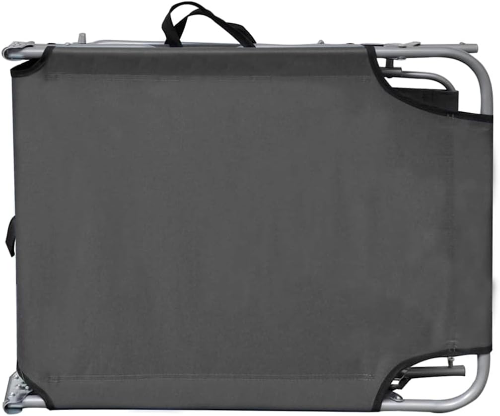 vidaXL Outdoor Folding Sun Lounger in folded position with carry handle