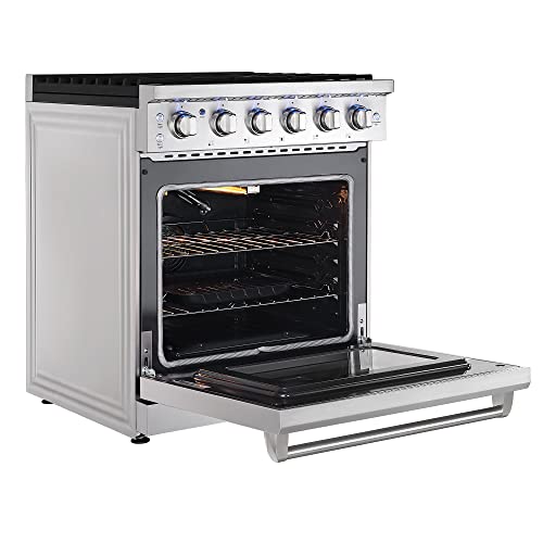 Empava 30" Slide-In Freestanding Gas Range With 5 Sealed Burners, Cast Iron Grates And 4.55 Cu. Ft. Convection Oven With Mechanical Knobs Control In Stainless Steel #TOP4