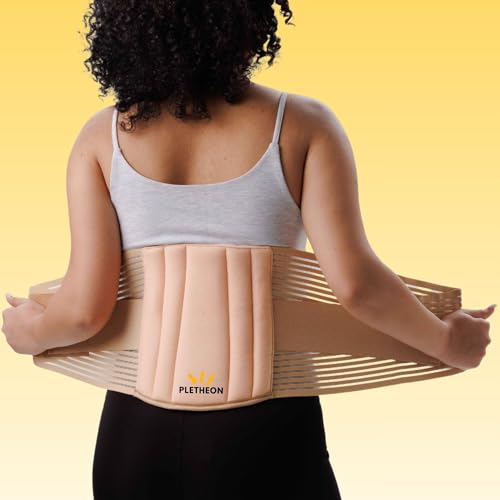 Image of PLETHEON Lumbo Sacral Lumbar Support Belt Beige for Men & Women | Spine & Lower Back Support Brace | Fit From 30 to 46 Inch Waist