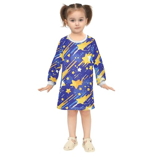 JUNZAN Cartoon Stars Blue Girls Thanksgiving Dresses Soft Kid Holiday Dress 2T4