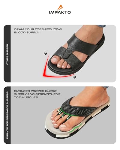Image of Impakto 5 Finger Slippers for Men | Lightweight & Flexible Flip Flop | Toe-Alignment & Quick Drying | Skid-Resistant & Comfortable Bouncy Sole | Summer Chappal for Indoor & Outdoor