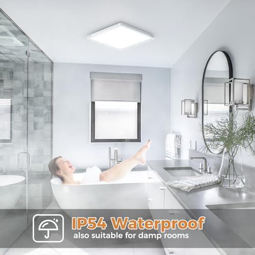 slochi LED Ceiling Light, 3000K/4000K/6500K 3 Color Temperature, IP54 Waterproof Bathroom Light, Modern Square LED Ceiling Light for Bedroom, Kitchen, Hallway, Outside Porch and More - Cosy Home Interiors slochi LED Ceiling Light, 3000K/4000K/6500K 3 Color Temperature, IP54 Waterproof Bathroom Light, Modern Square LED Ceiling Light for Bedroom, Kitchen, Hallway, Outside Porch and More - Image 5