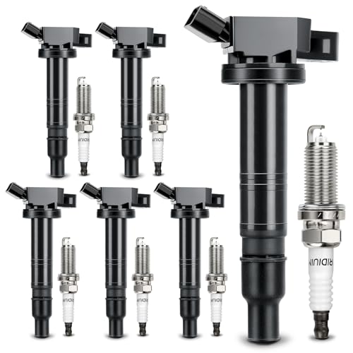Image of UF495 Ignition Coil & 6176 Double Iridium Spark Plug for 4.0L V6 Toyota | 2005-2015 Tacoma,2003-2009 4Runner,2005-2011 Tundra,2007-2009 FJ Cruiser 90919-02248 90919-A2001 5C1419 C1426 (set of 6)