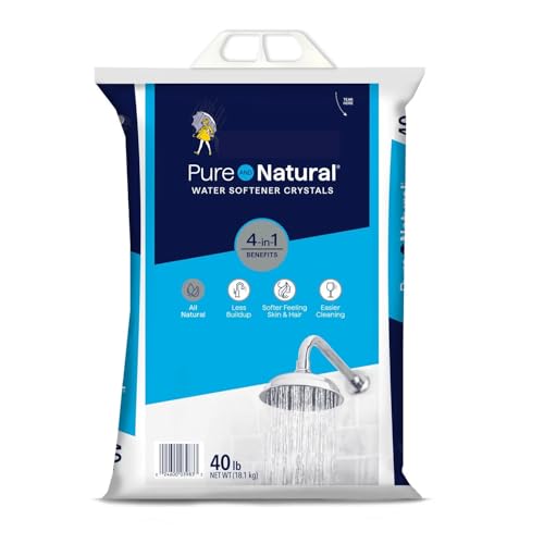 Water Softener Crystals, Pure Natural Salt, 40 lbs, All-Purpose Water Softening System Compatible