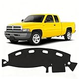 KUST Black Dash Cover for Dodge Ram 1500 2500 3500 1998 1999 2000 2001 Polyester Dashboard Cover Non-Slip Center Console Dash Cover Interior Accessories for Ram Pickup Sunshade No Glare