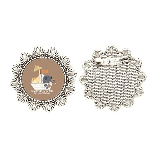 Broche de jirafa de dibujos animados plata accesorio infantil oso elefante marrón