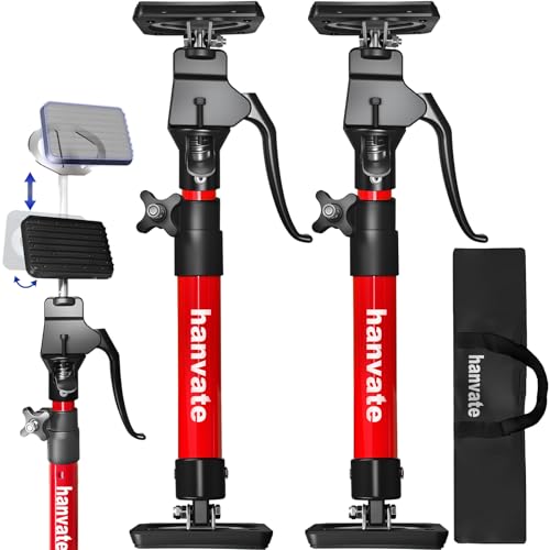 hanvate Cabinet Jacks for Installing Cabinets 2 Pack 15.8-23.6 Steel Telescopic Quick Support Rod Adjustable 3rd Hand Support System with 220lbs Capacity for Cabinet Jack Drywall Jack&Cargo Bars