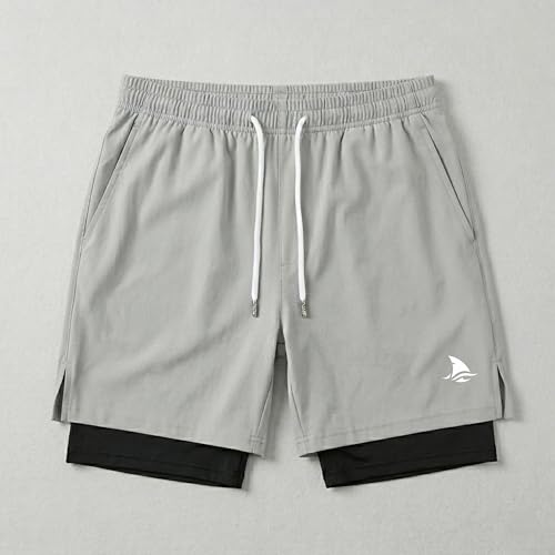 Image of BOLDSHARK Men's 2 in 1 Active Dual Shorts with Inner Tights Layer | Double Layer Short for Running, Gym & Sports
