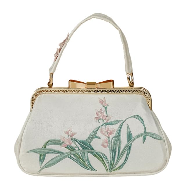 fierre shann Floral Printed Embroidered Leather Handbag | Bow Lock Polyester Carry Bag-picture-42