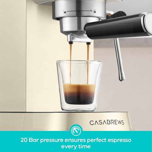 Image of CASABREWS 5418 PRO 20 Bar Espresso Coffee Machine, Coffee Machine with Milk Frother, Stainless Steel Coffee Machine with 34oz Removable Water Tank, Gift for Her or Him