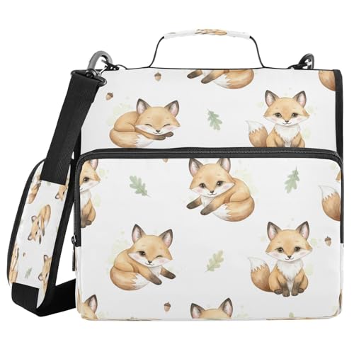 Carpeta de 3 anillos Cute Fox de 1.5 pulgadas archivador expandible de 500 hojas con asa y correa