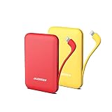 Alongza 2 Packs Portable Phone Charge Built in Cable Small Size Power Banks 4500mAh Mini USB C Batte