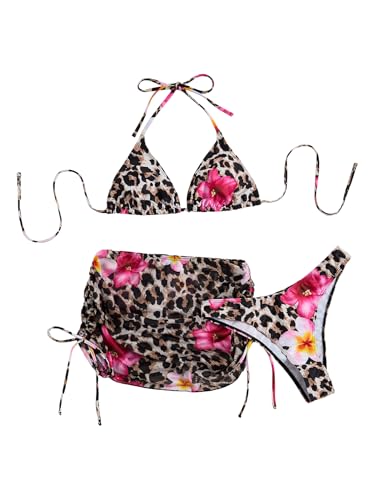 COZYEASE Women's 4 Piece Swimsuits Sexy Bikini Sets Triangle Bathing Suit with Mesh Cover Up Beach Skirt & Bandana