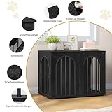 Hzuaneri Hundekäfig Möbel, 80cm Hundebox für Zuhause, 3 Türen, Bogentür, Moderne Hundebox Indoor für Hunde, Beistelltisch, Hundekäfig Hochbelastbar, 80 x 56 x 61 cm, Schwarz DFC85104B