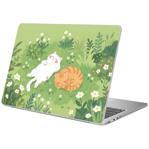 Funda MacBook Air 15 rígida con diseño de gato y flores para modelos M5 M4 M3 M2