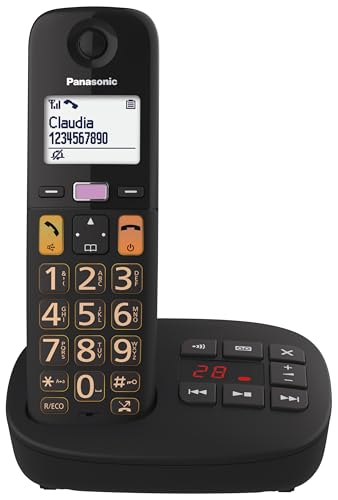 Panasonic KX-TGU132EB Digital Cordless Phone with Answering Machine, Base Unit & 2 Handsets, LCD Display, Big Buttons, Fav Call, Hearing Aid Compatible, Black - Image 6