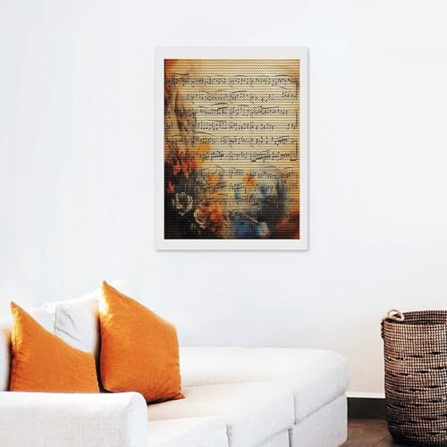 Pintura de diamantes para adultos con diseño musical vintage de mosaico de cuentas 7