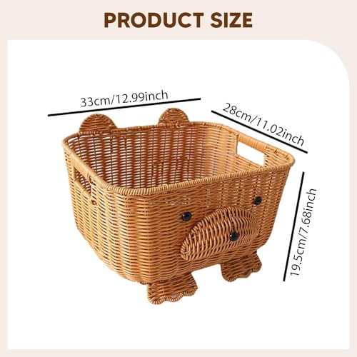 Cesta de almacenamiento tejida rectangular de ratán PP rockible para organizar el hogar (33cm) 3