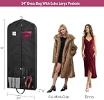 54" Sacs de vêtements pour le voyage, 2 Sac de robe de paquet pour le rangement de vêtements suspendus avec des poches et une fenêtre claire, 4" Sac de rangement pour manteau long, Veste, Chandail, Chemises, Combinaisons