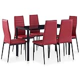 esstisch 6 stühle buche Stuhlmaterial: Kunstleder + Holz-Rahmen + Eisen-Beine