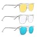 Onke 3 Pack Blue Light Blocking Glasses, Unisex Square Computer Gaming Glasses HD Anti Eyestrain & UV Glare+Sunglasses+Night Vision Driving Glasses for Women/Men