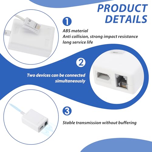 ltteea ADSL Filter Microfilter for Broadband/Phone, BT Plug to ADSL RJ11 Connector, Broadband Internet Microfilter Splitter for BT Sky Talktalk Landline Modem Router Wifi Telephone Fax - Image 3