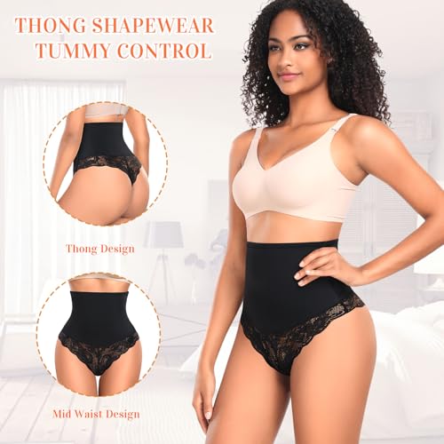 Image of Werena Thong Shapewear for Women Mid High Waisted Shaper Panties Girdle