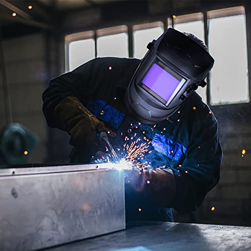 Lontaitow Large Viewing Screen 3.94"X3.66" True Color Solar Powered Auto Darkening Welding Helmet, 4 Sensor & Wide Shade Range 4~5/9-9/13 Welding Mask For Tig Mig Arc Weld Grinding (Black) #TOP6