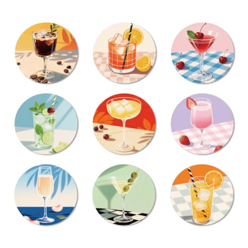 ANATTASOUL 9 Pezzi di Pattern Cocktail Sottobicchieri Legno, Sottobicchieri per Bevande,Coaster per Tavolino del Caffè, Decorazione per Cucina e Sala da Pranzo