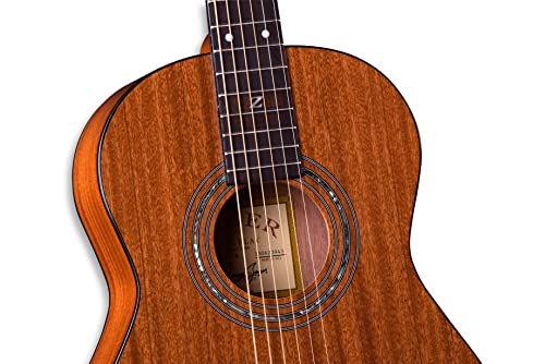 Zager Travel Size Acoustic Electric Guitar - Solid African Mahogany Easy Play Guitar - Premier, Handmade Guitar With Pickup - Small Acoustic Guitar For Comfortable Playing #TOP2