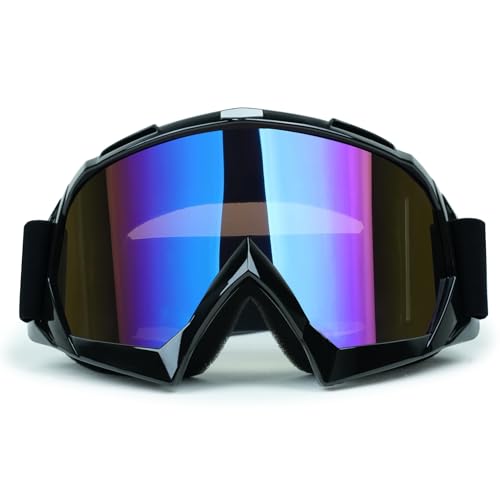 abtong Motocross Brille, Crossbrille Anti Fog UV-Schutz Schutzbrille Gepolstert Weicher Dicker Schaumstoff, ATV Dirt Bike Off Road MX MTB Brill Verstellbarer Riemen Erwachsenen(Gefärbte Linsen)