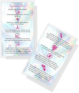Hyaluron Pen Filler AftercareCard | 50 Pack | 2x3.5” inches Business Card Size | Non-Reflective Matte Rainbow Holographic Look Design