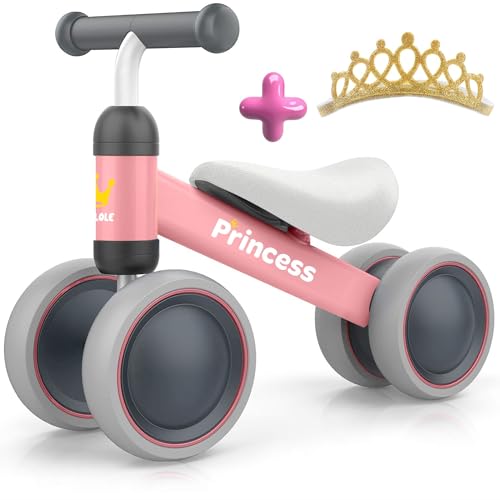 BEKILOLE Balance Bike for 1 Year Old Girl Gifts Pre-School First Bike and 1st Birthday Gifts - Train Your Baby from Standing to Running | Toys for 1 Year Old (Crown)