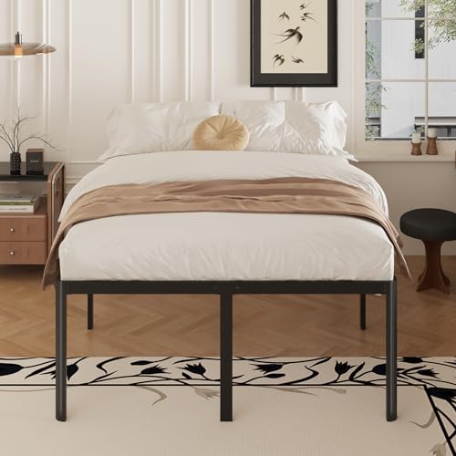 Yicensen 22 Inch High Queen Bed Frame Rounded Corner No Box Spring Needed, Heavy Duty Metal Queen Size Platform Bed Frame, Easy Assembly, Noise Free, Black by Yicensen - Used condition - Image 2