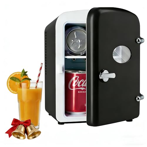 Image of Simple Deluxe Mini Fridge with Observation Window, 4 Liter /6 Can Portable Cooler & Warmer Freon-Free Small Refrigerator, Compact for Skincare, Beverage, Food, Cosmetics, Black New